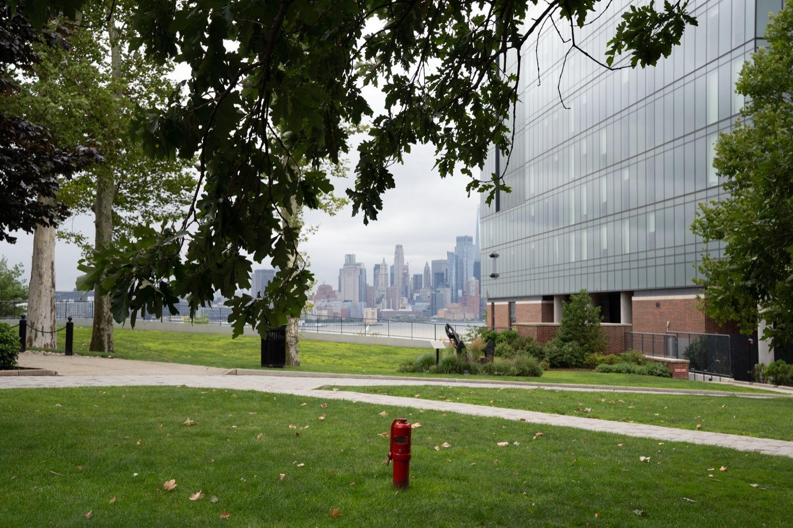 The Manhattan skyline seen from the Stevens campus garden