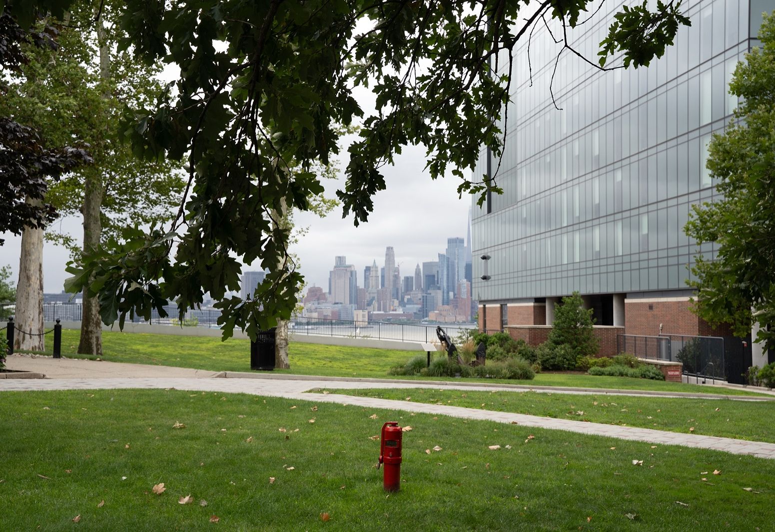 The Manhattan skyline seen from the Stevens campus garden