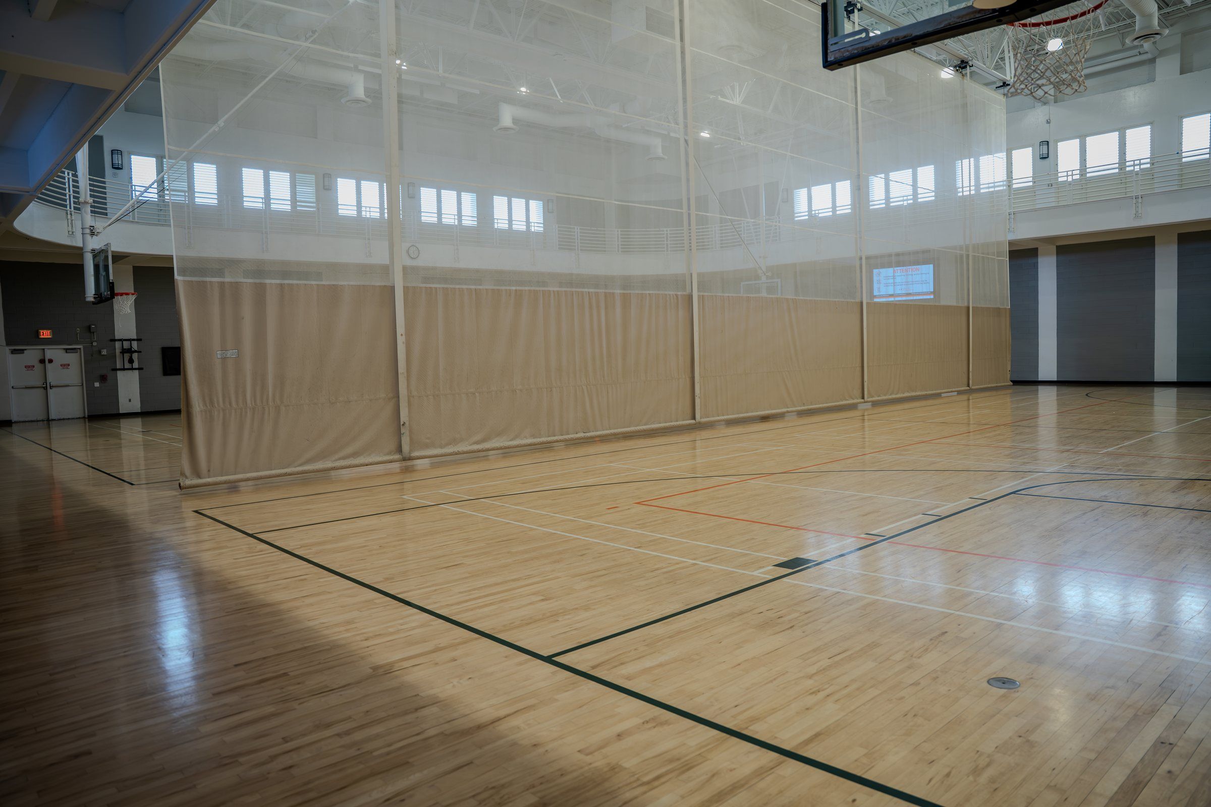 Indoor basketball court at the University of Miami wellness centre
