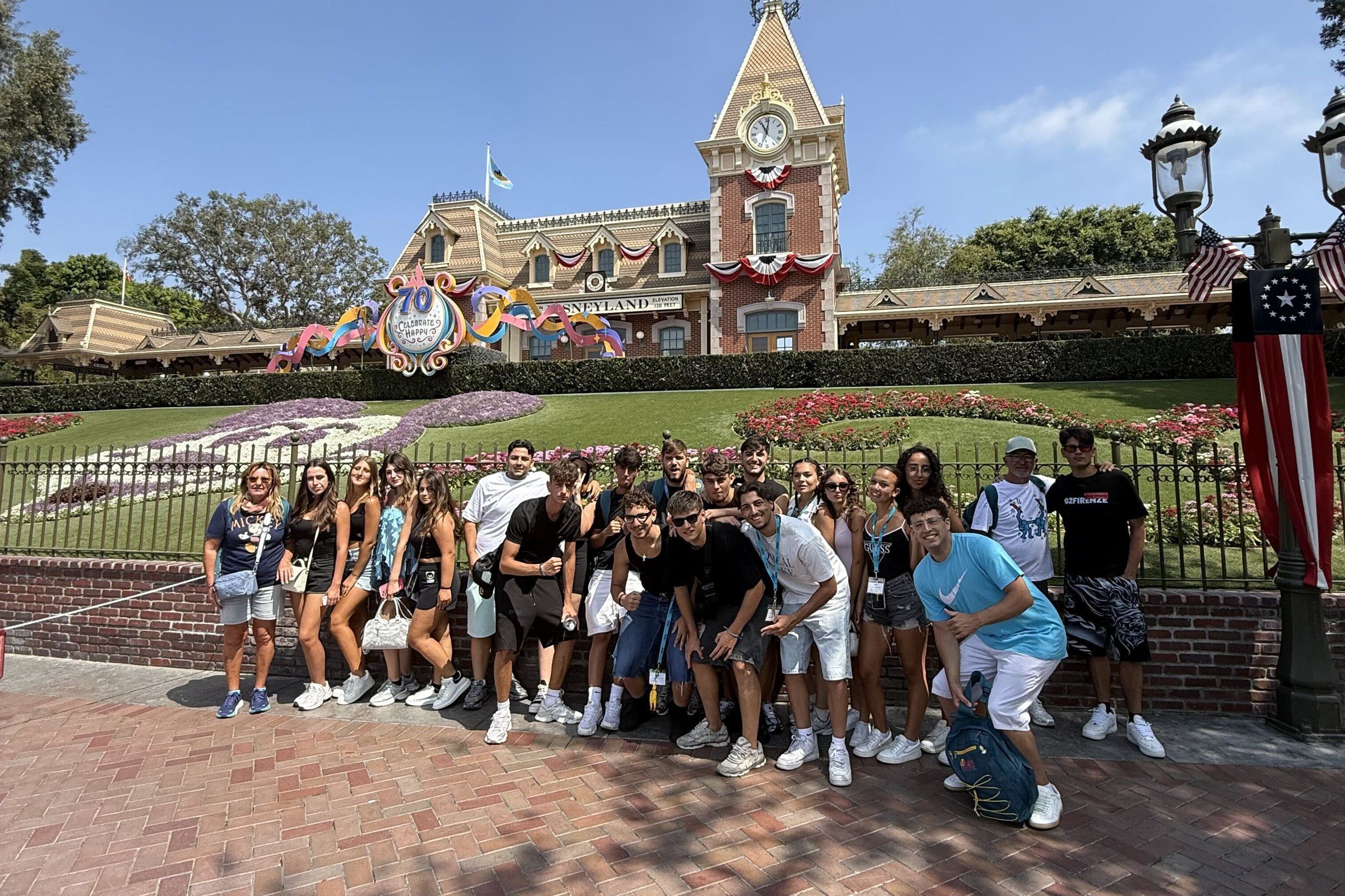 YES USA students at the Disneyland main entrance