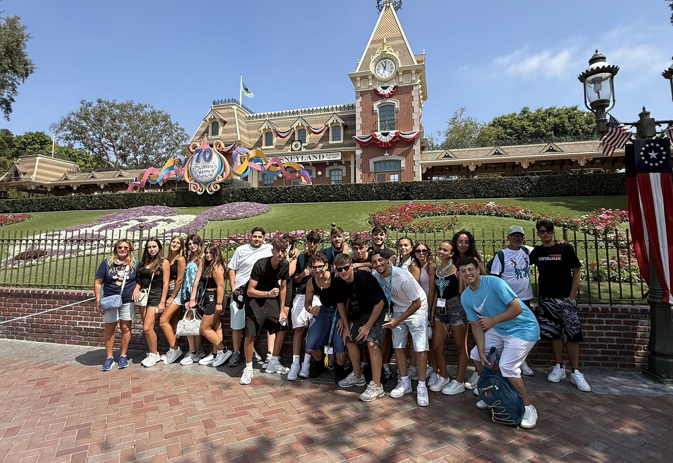 YES USA students at the Disneyland main entrance