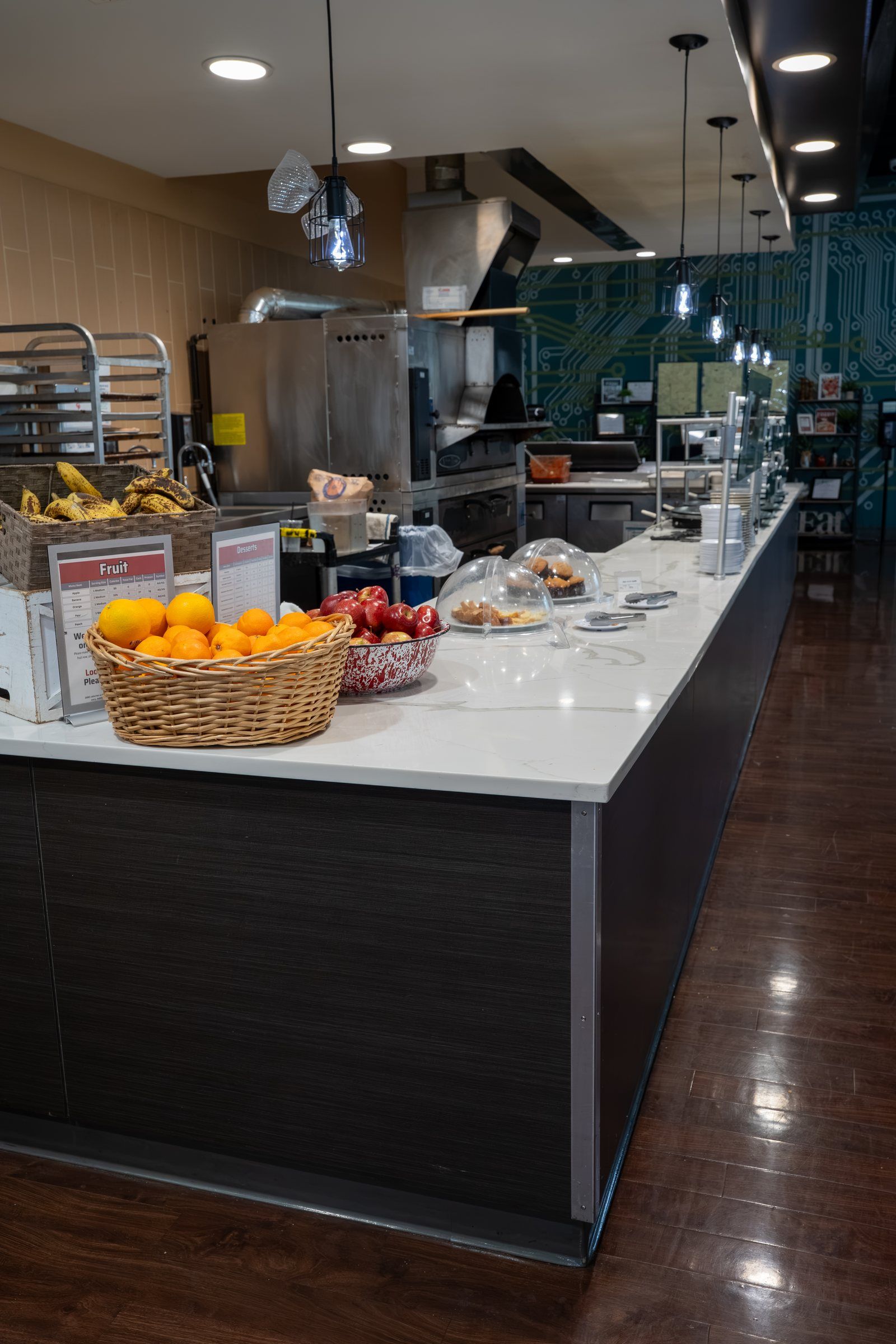 Food counter in the Stevens dining hall