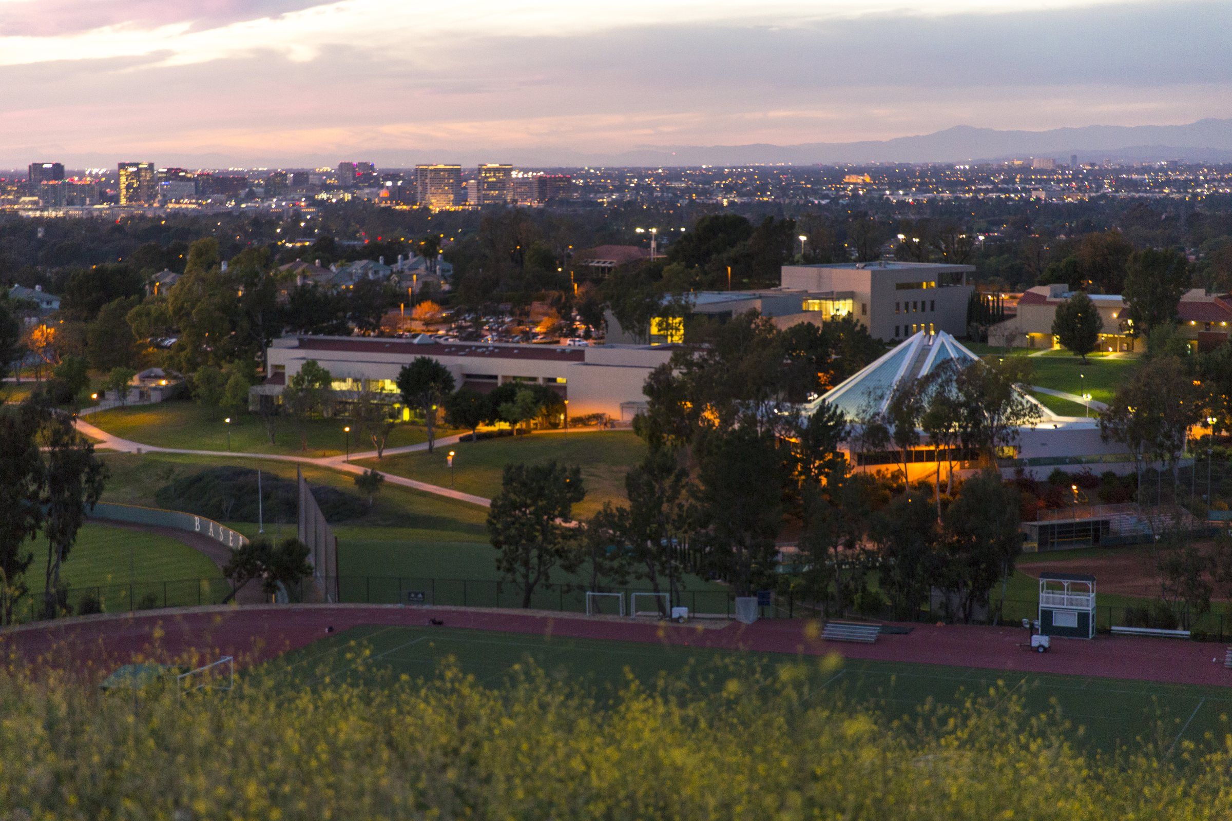 Concordia University Irvine campus at dusk