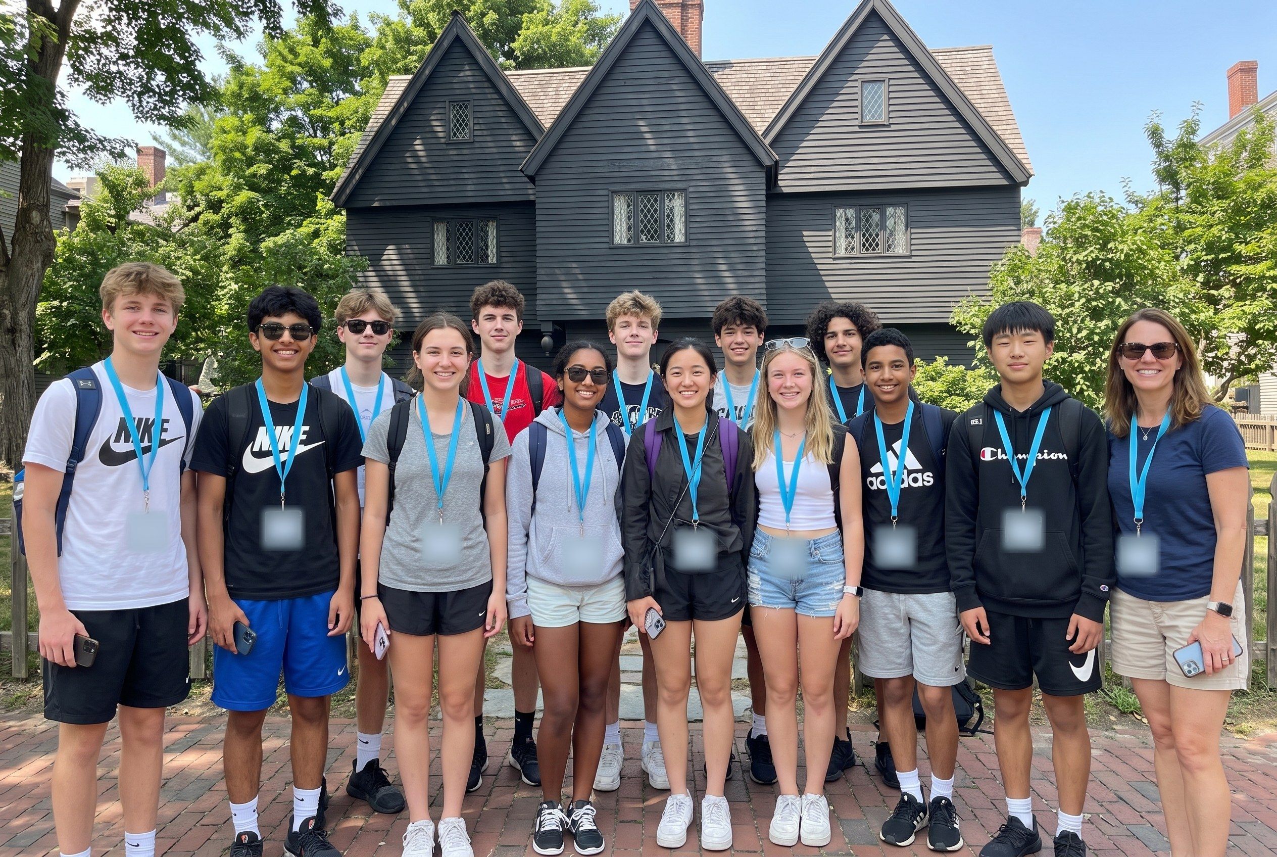 A YES USA group in front of the historic Witch House in Salem