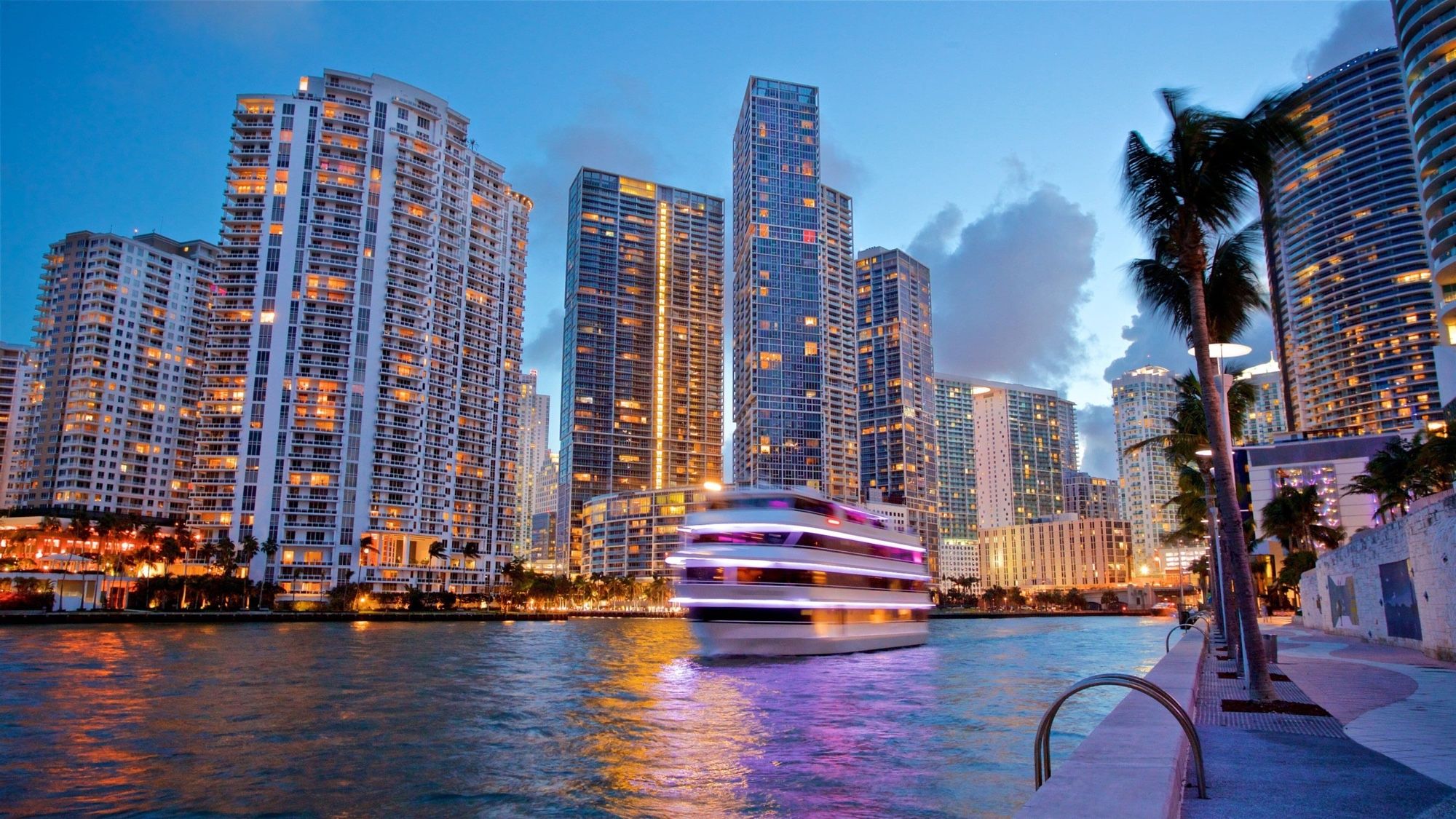 Miami waterfront at dusk — destination photograph.