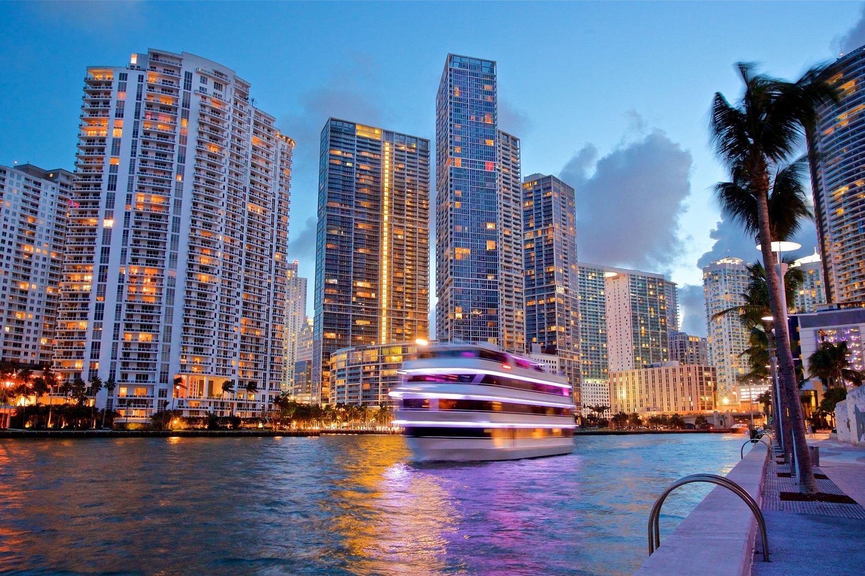 Miami waterfront at dusk — destination photograph.