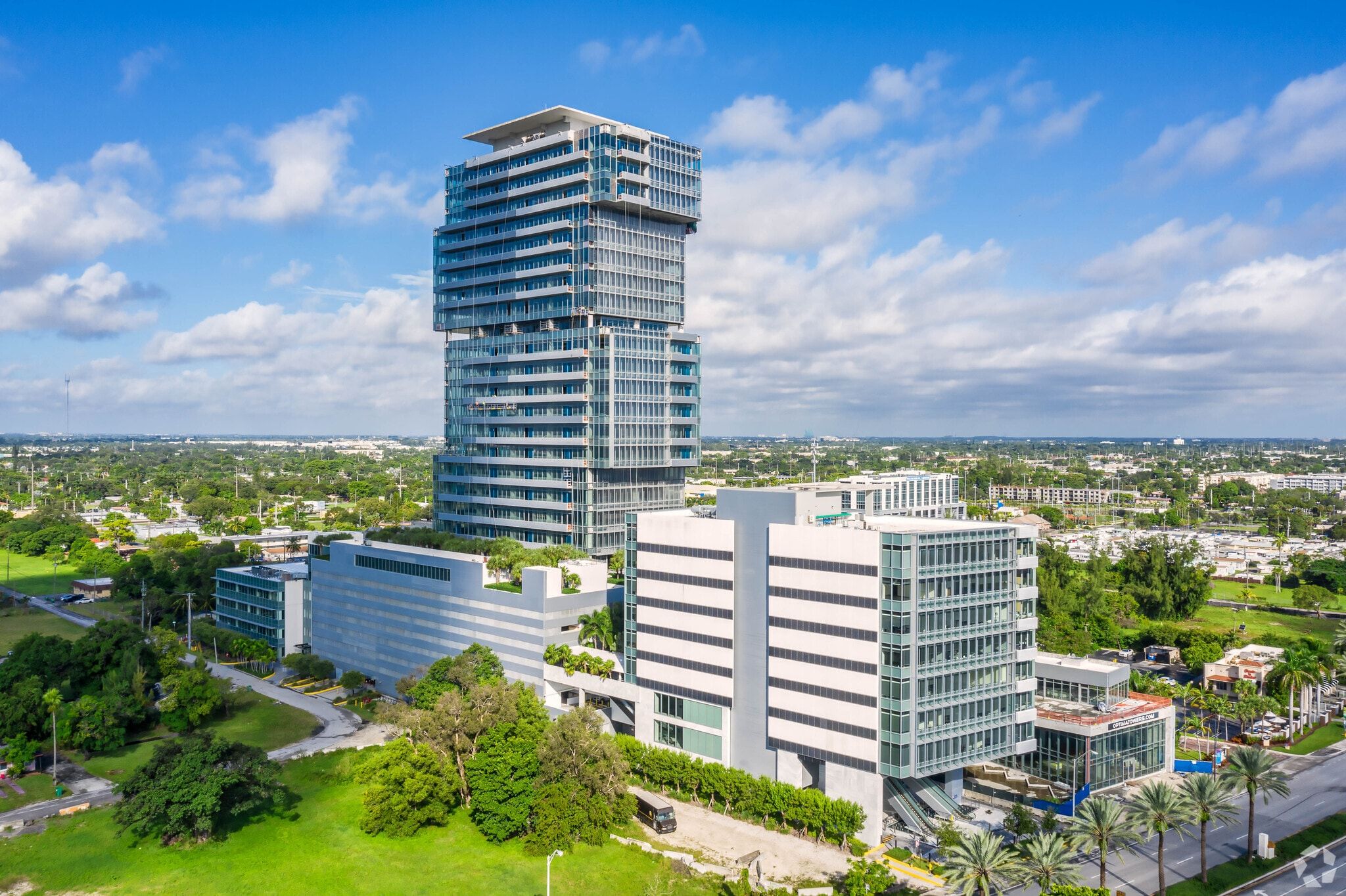 Exterior of Onyx Tower in Hallandale Beach, home to the YES USA central office