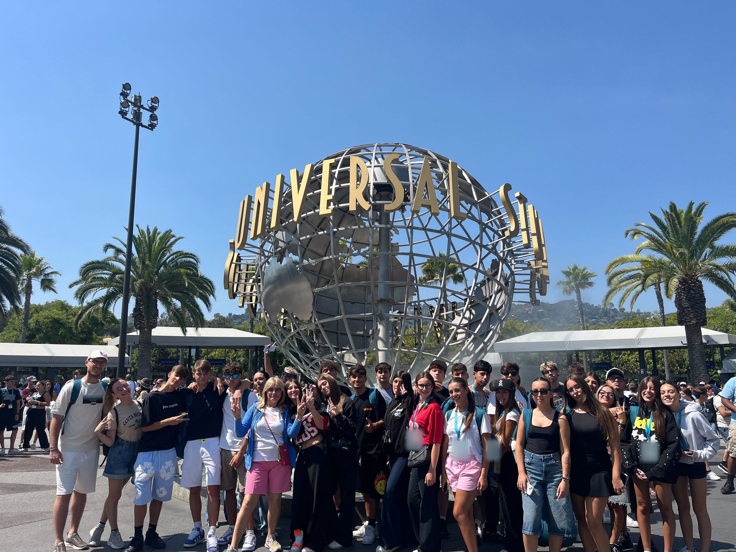 A YES USA group at the Universal Studios globe in Hollywood