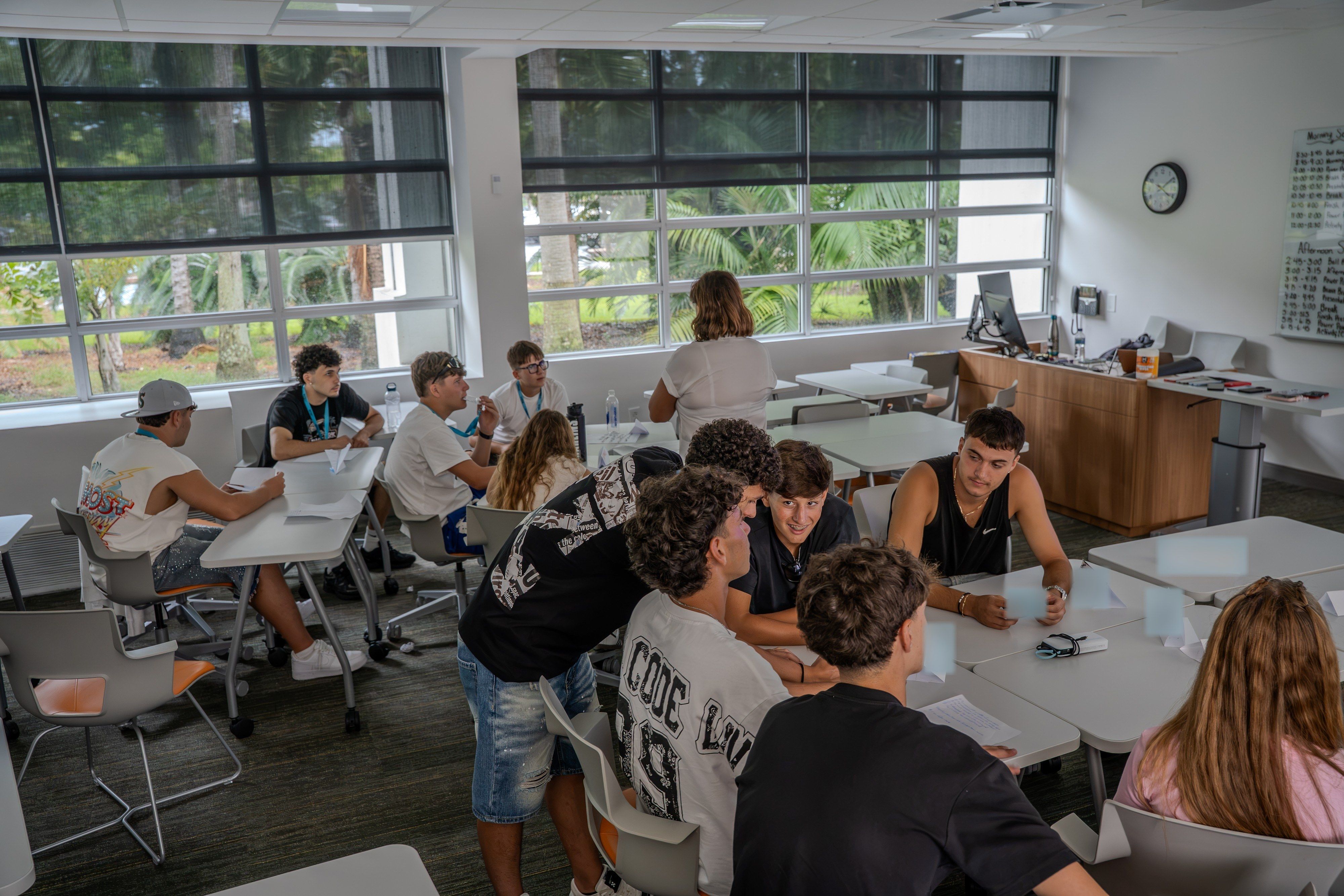 YES USA students working in groups in a Miami classroom