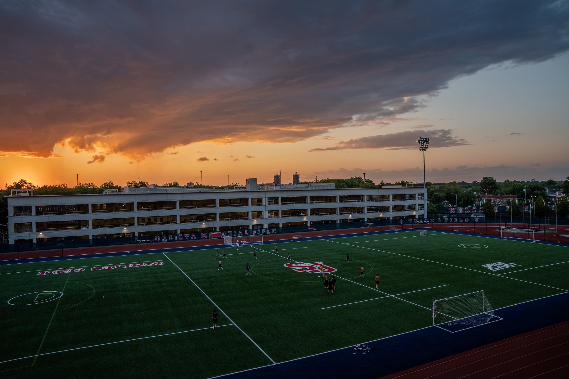 St. John's sports field at sunset