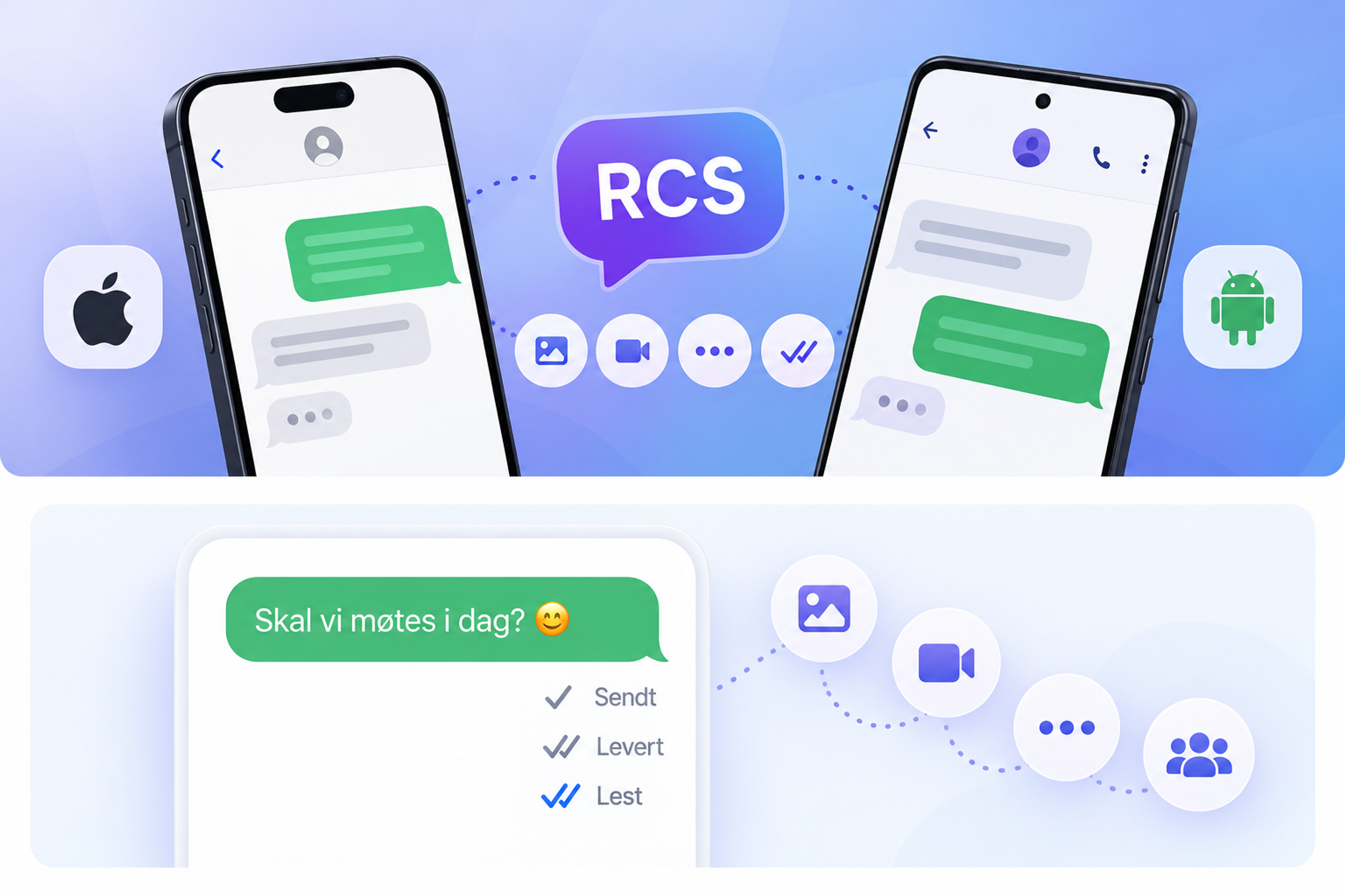 Illustrasjonsbilde av RCS-meldinger på Android og iPhone