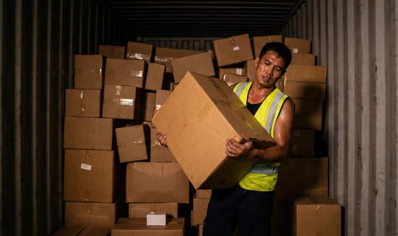 man taking a package