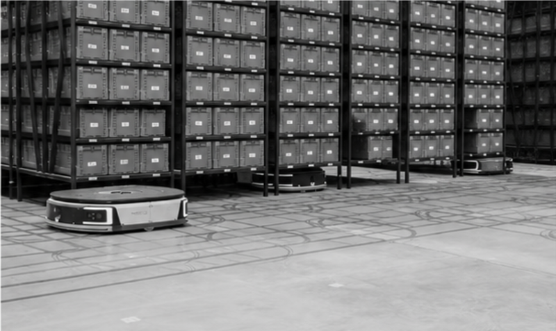 Goods-to-person warehouse automation system with robotic storage