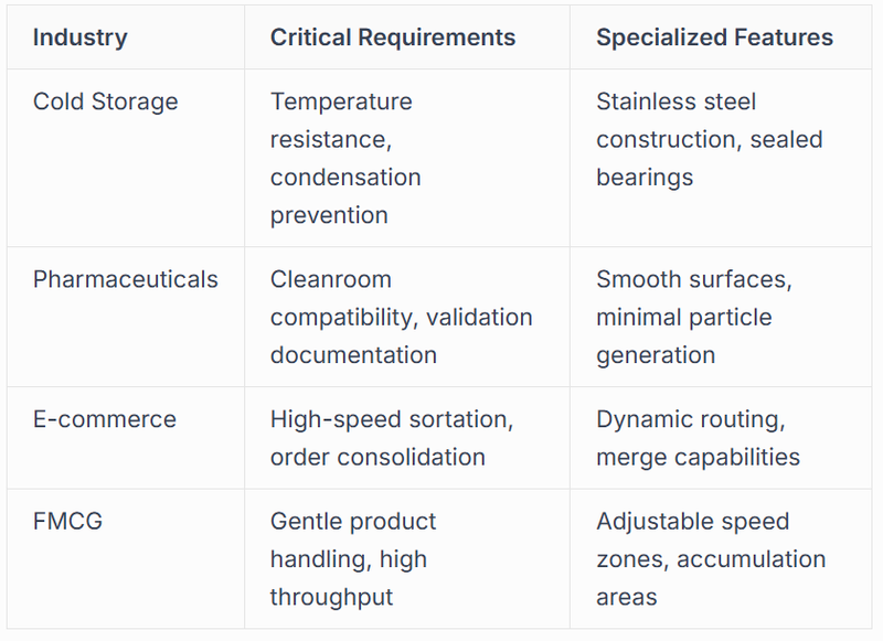 Different sectors demand specialized conveyor solutions