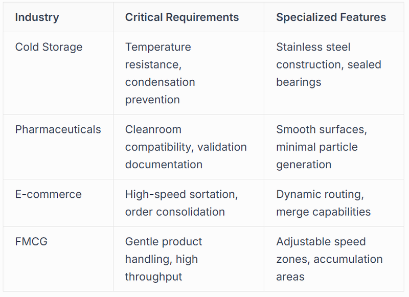 Different sectors demand specialized conveyor solutions