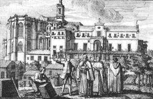 1745 engraving of the Convento do Carmo in Lisbon, intact before the 1755 earthquake