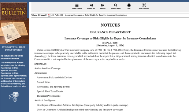 No AI Insurance Coverage in Pennsylvania
