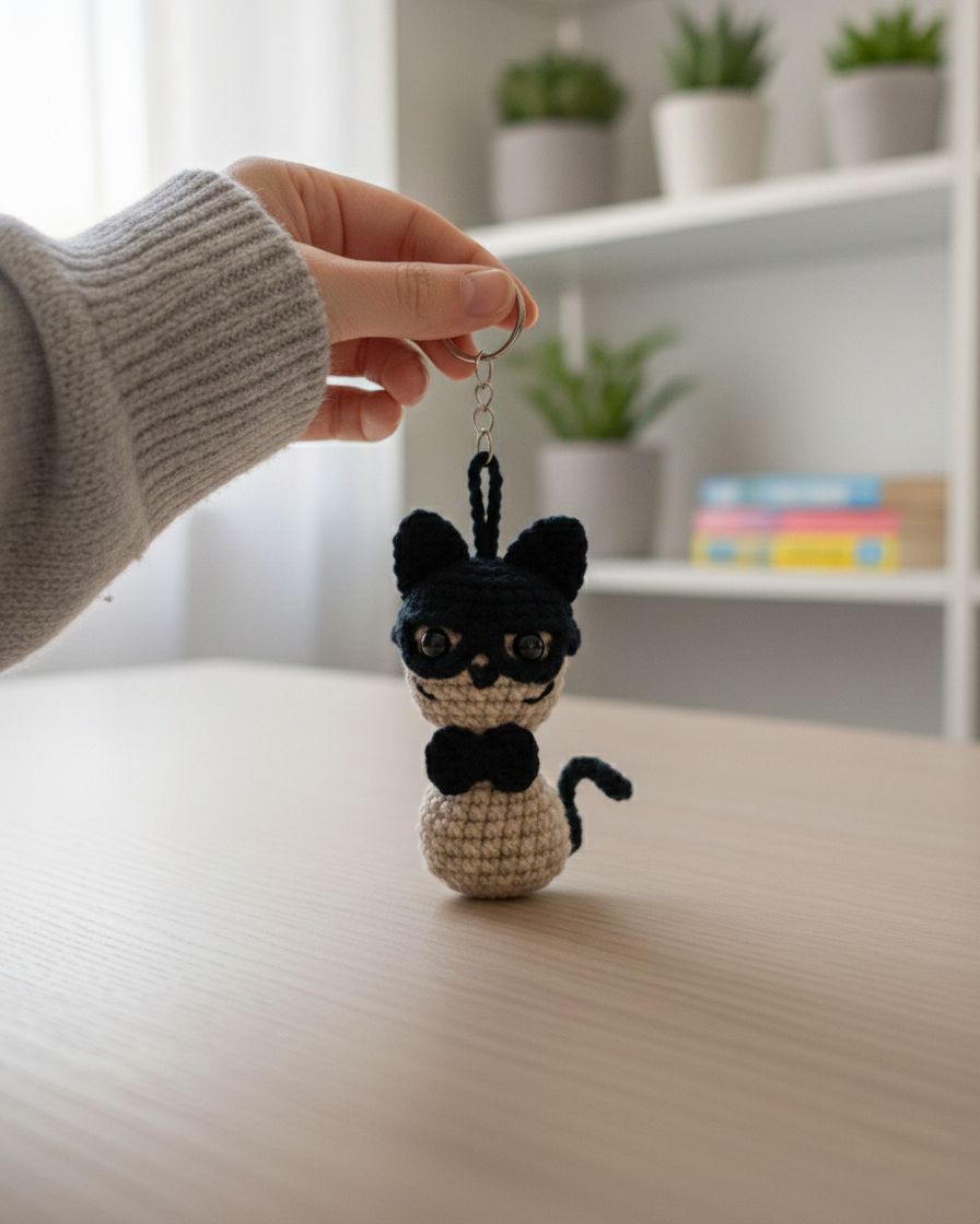 Batman - cat inspired crochet pattern - Amigrumi Keychain PDF