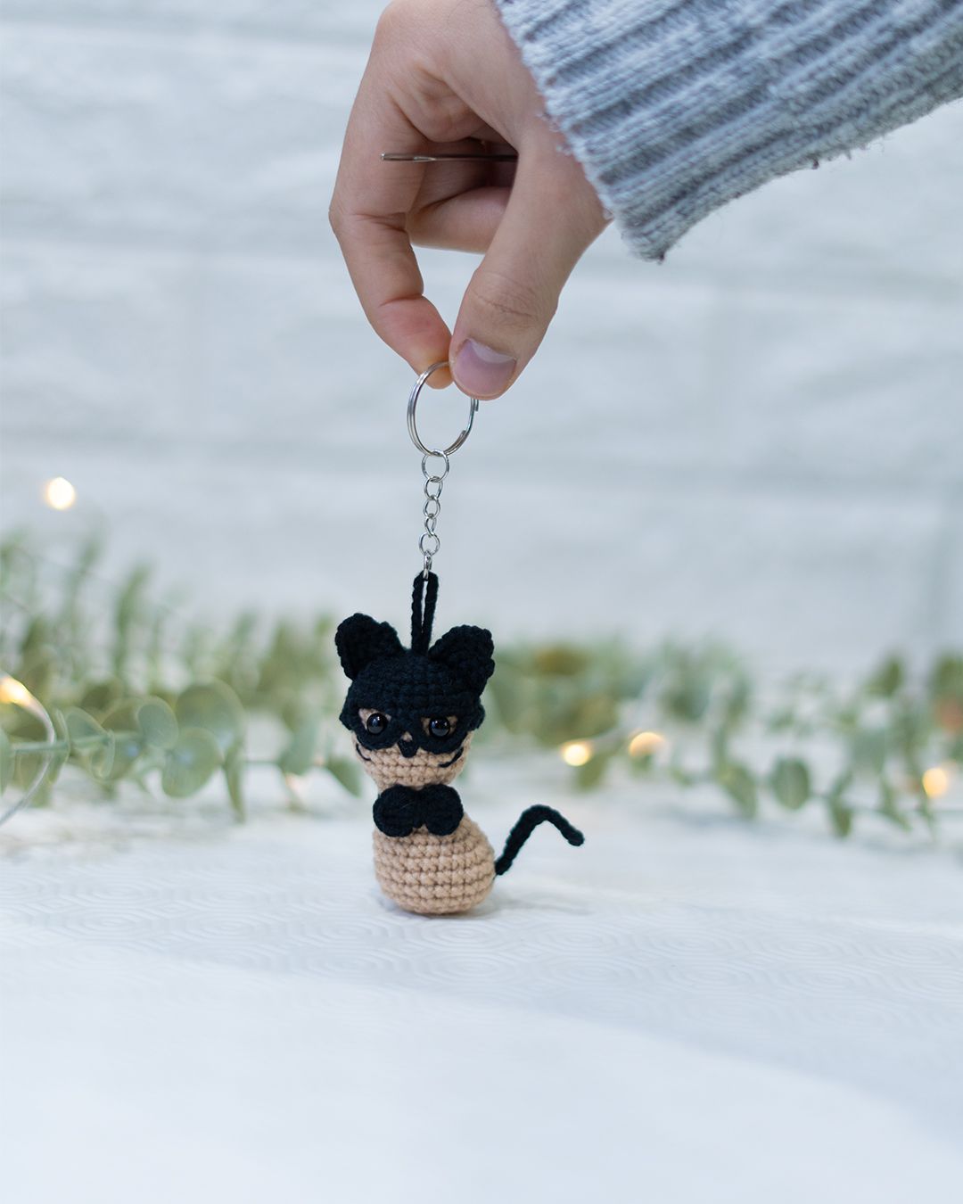 Batman - cat inspired crochet pattern - Amigrumi Keychain PDF