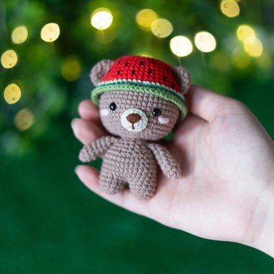 Watermelon Bear - Cute Teddy Bear crochet pattern - Amigrumi Doll PDF