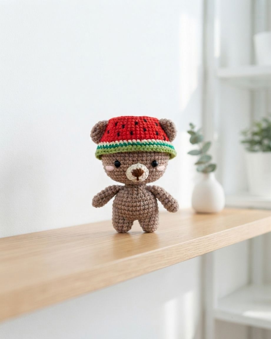 Watermelon Bear - Cute Teddy Bear crochet pattern - Amigrumi Doll PDF