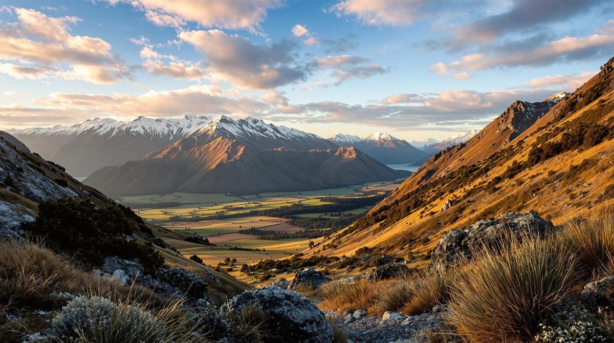 Traveler taking photos at a scenic New Zealand landscape