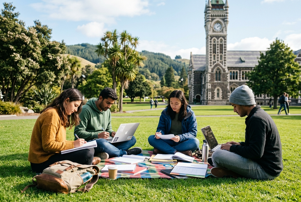 ニュージーランドの大学キャンパスで学ぶ学生たち / Students on a NZ campus