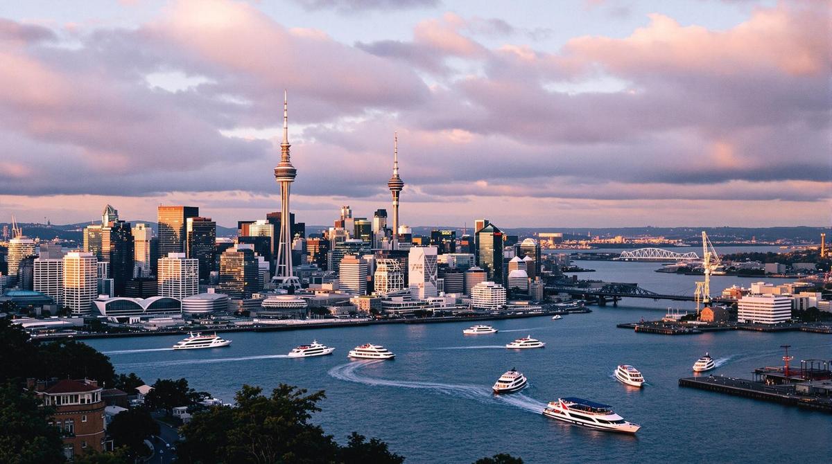 Auckland cityscape and Sky Tower in New Zealand
