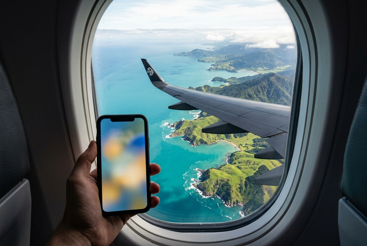 ニュージーランド上空の機窓 / Window seat over New Zealand