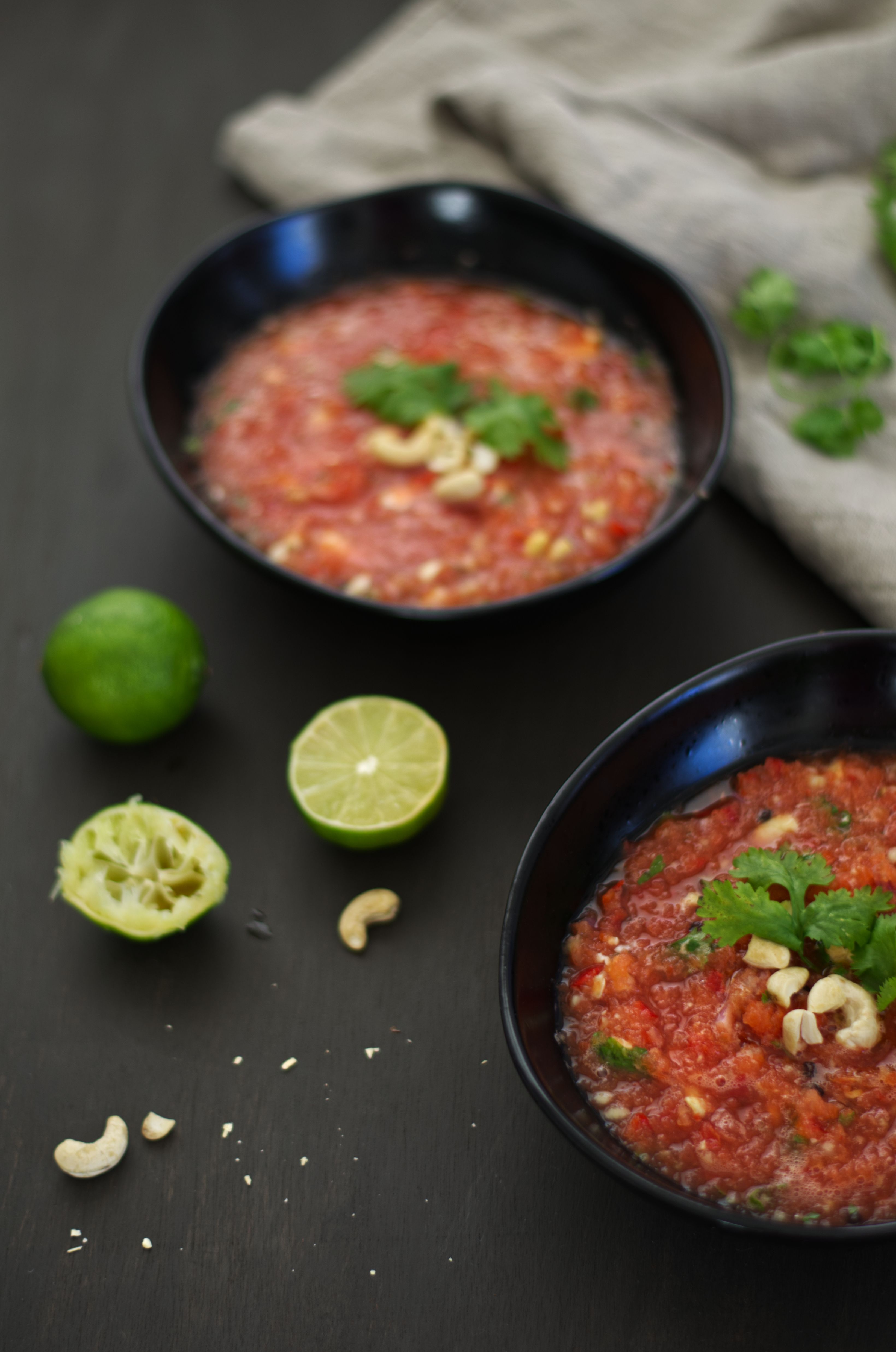 Chunky Watermelon Gazpacho with Cashews