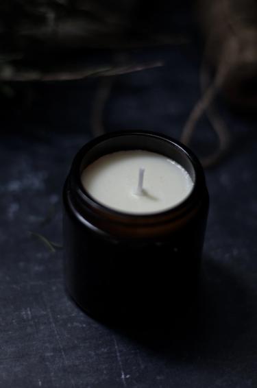 Soy wax candle in a amber candle jar 