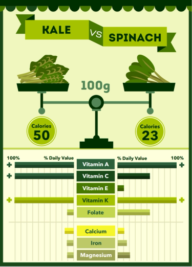 Poster comparing kale and spinach's nutritional value