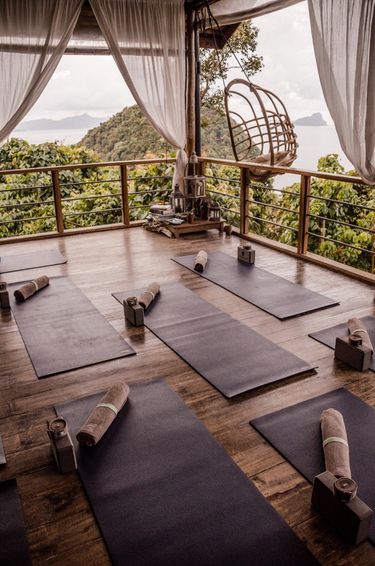 Yoga studio at glamping boutique hotel The Birdhouse in El Nido, Philippines
