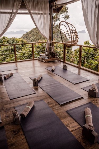 Yoga studio at  glamping boutique hotel The Birdhouse in El Nido, Philippines 