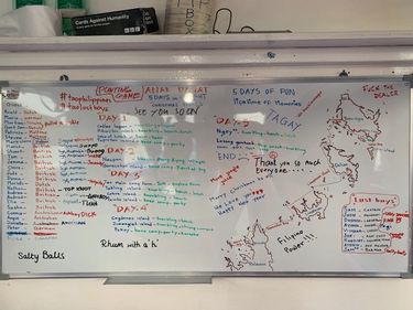 Whiteboard with scribbles