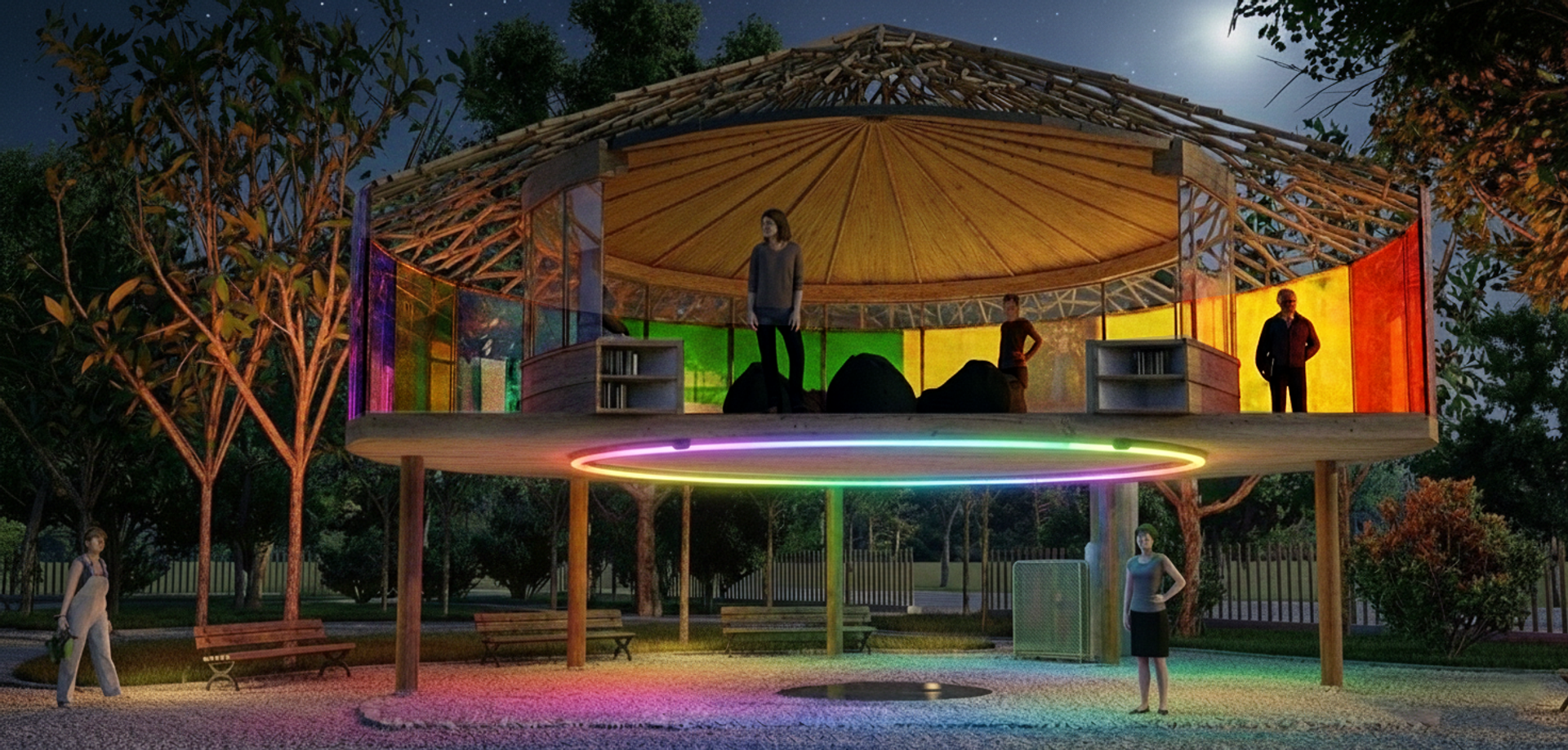 A Light Architecture Kiosk Inspired by the Bird's Nest in square Louise de Marillac, Paris 18, France