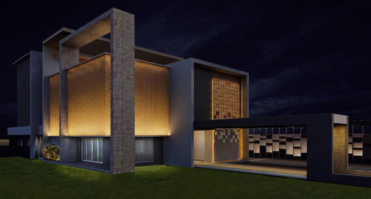 K villa, facade lighting design by Marie-Ikram Bouhlel, Atelier dada 2013