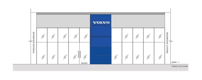 Entrée en portfolio — Volvo Showroom, espace commercial, Inde