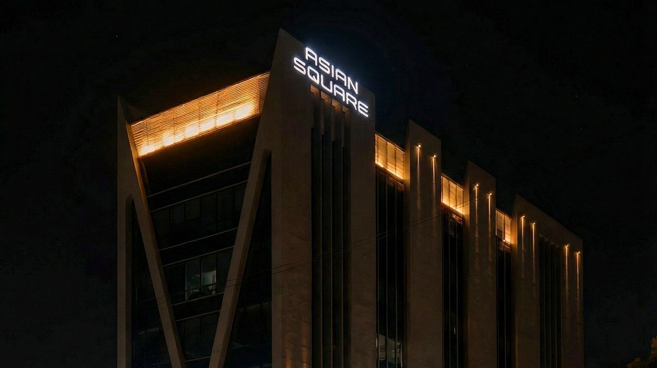 Illuminating Asian Square Mixed-Use Tower on SG Highway