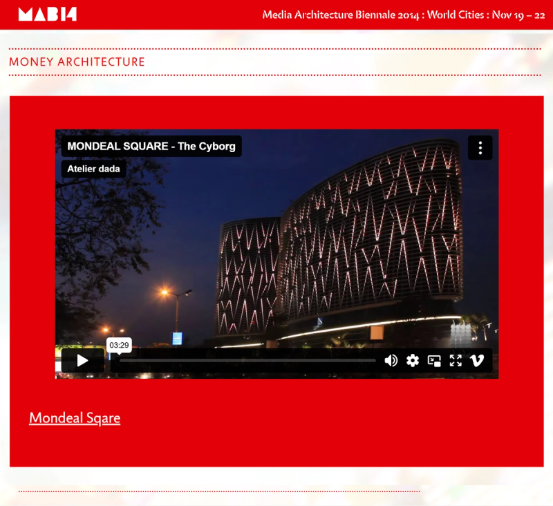 Media Architecture Awards (MAB14) (Denmark) — 2014 | Nomination | Mondeal Square
