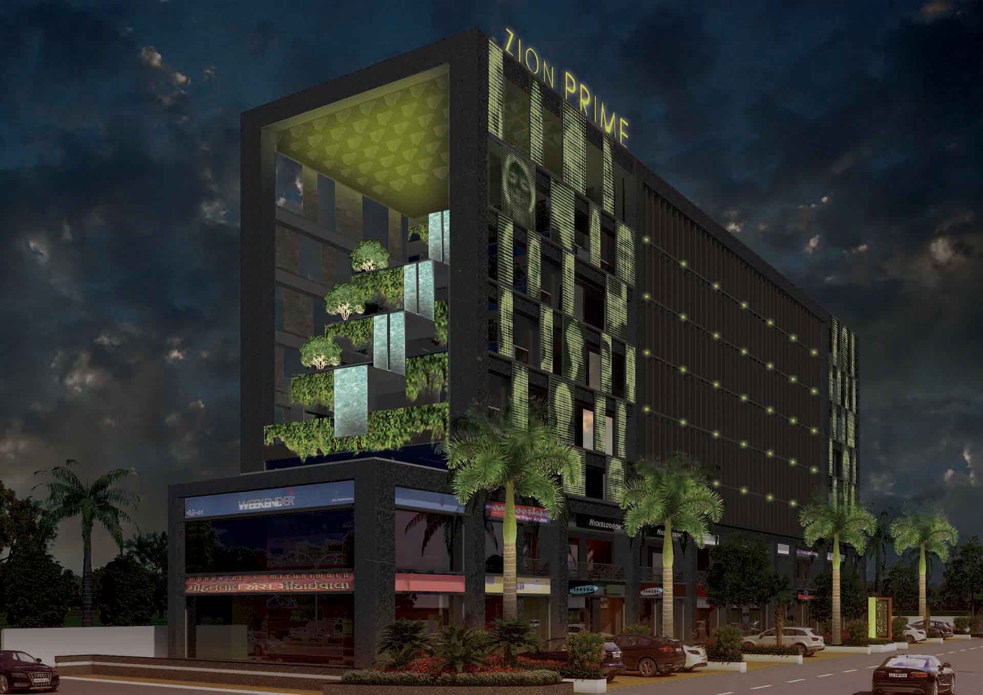 Illuminating Zion Prime Commercial complex in Ahmedabad, India