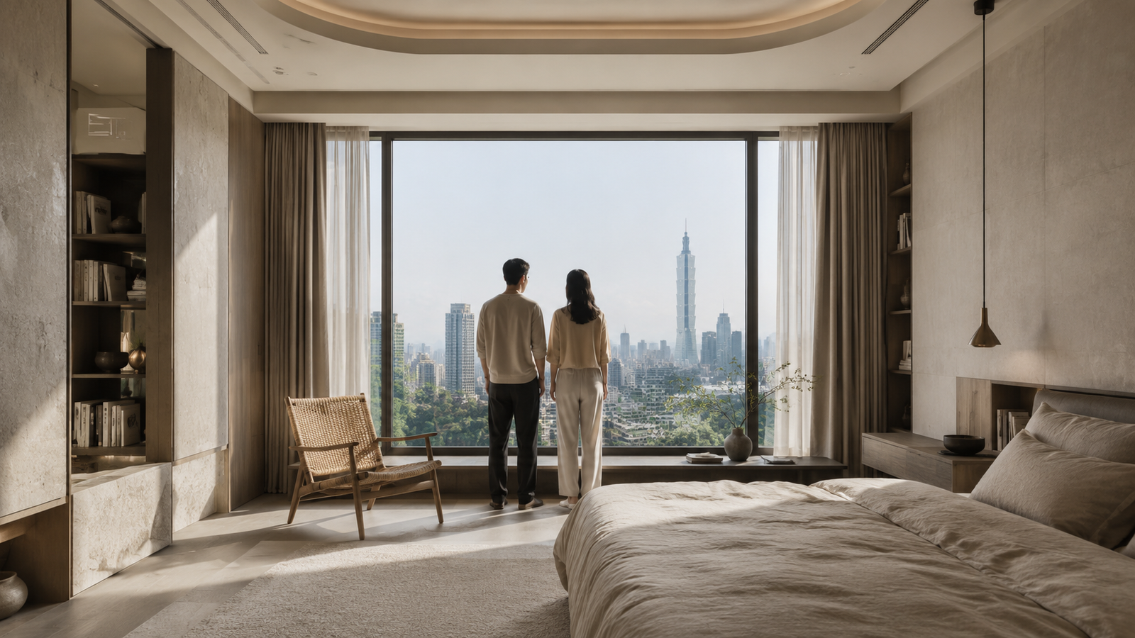 台北信義侘寂風室內設計｜台北市信義區裝潢設計靈感主臥室內設計