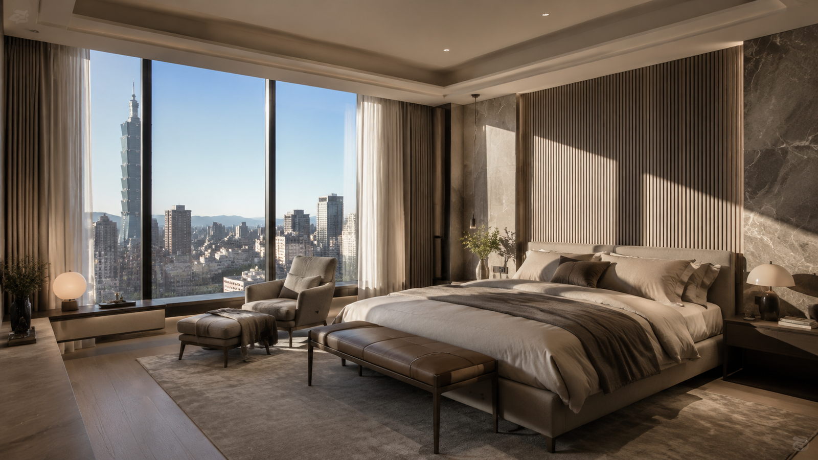 信義富邦現代風室內設計｜台北市信義區住宅裝潢提案主臥室內設計