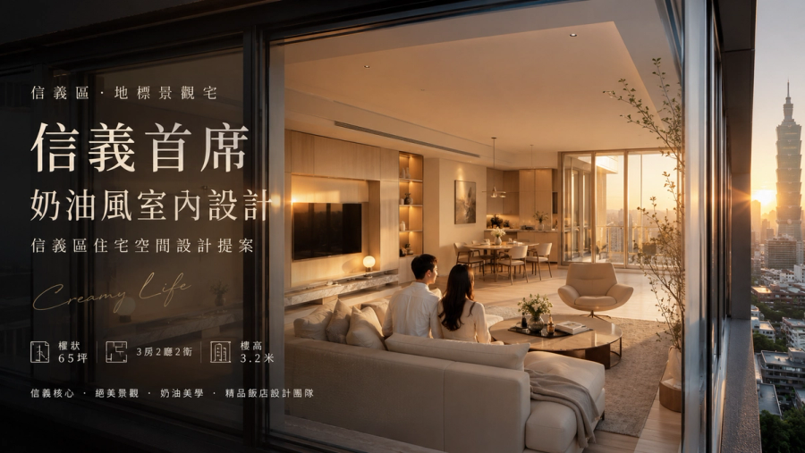 信義首席奶油風室內設計｜信義區住宅空間設計提案
