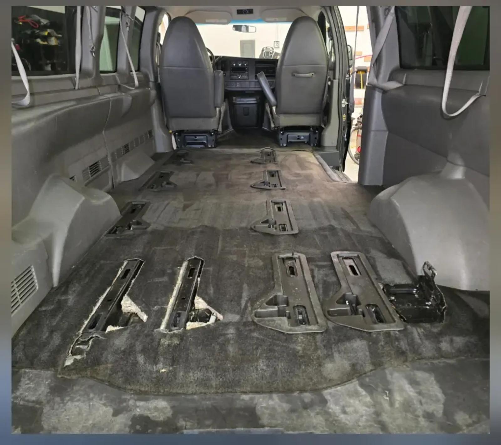 Cargo van carpet after shampoo and hot-water extraction by Twisted Auto Detail in Anchorage
