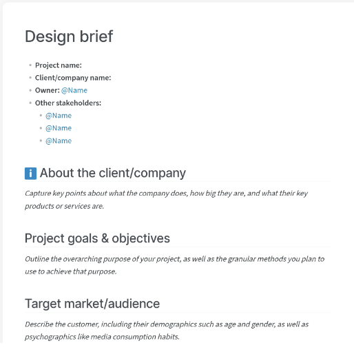 Content marketing design brief