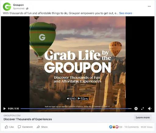 Facebook video ad example