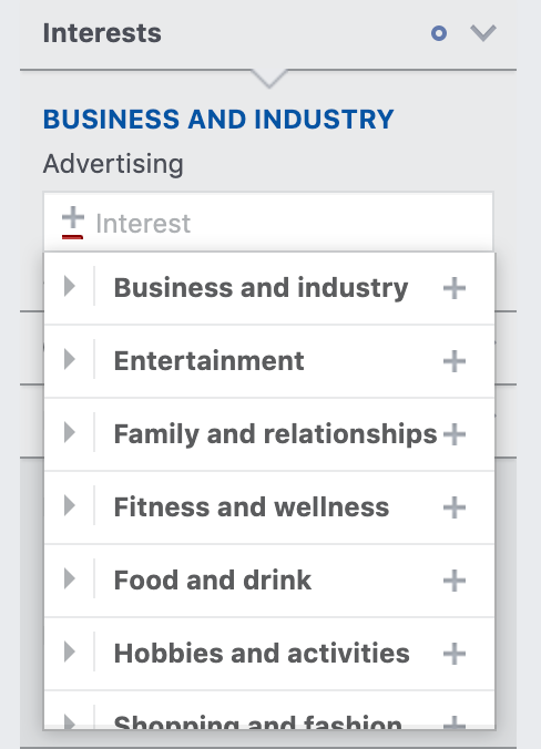 Facebook Audience Insights interests
