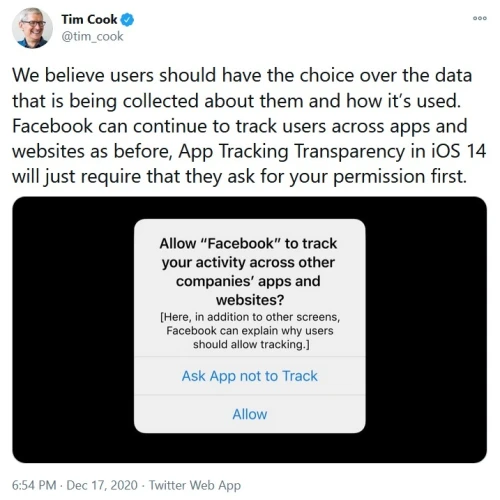 Tim Cook on App Tracking Transparency