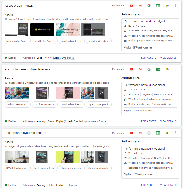Wize Google ads asste groups